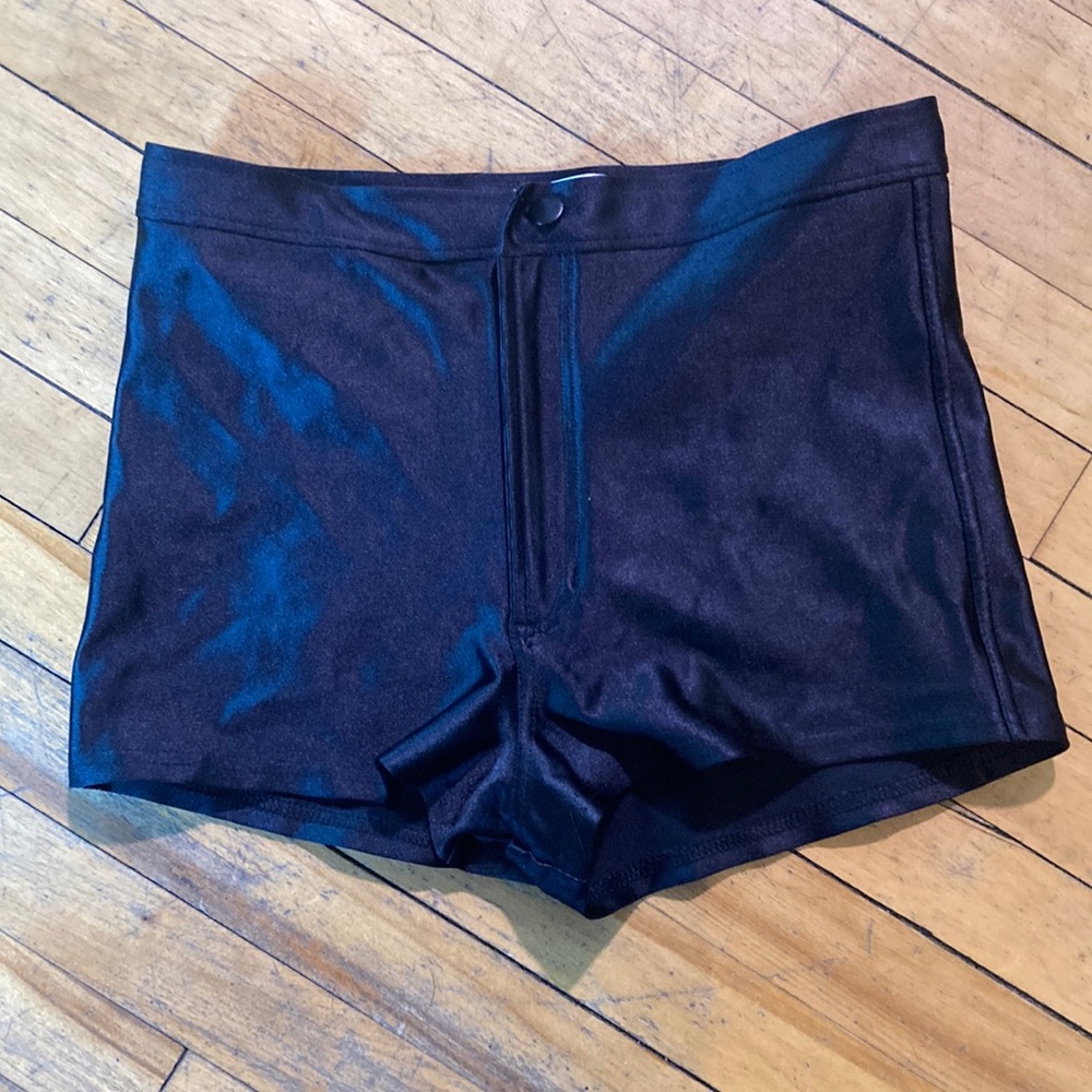 American Apparel Booty Shorts, Shiny, Black, Medium/Large